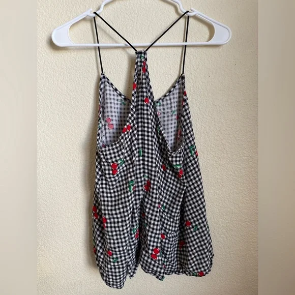 Cherry Print Gingham Women's Top - Picture 2 of 2